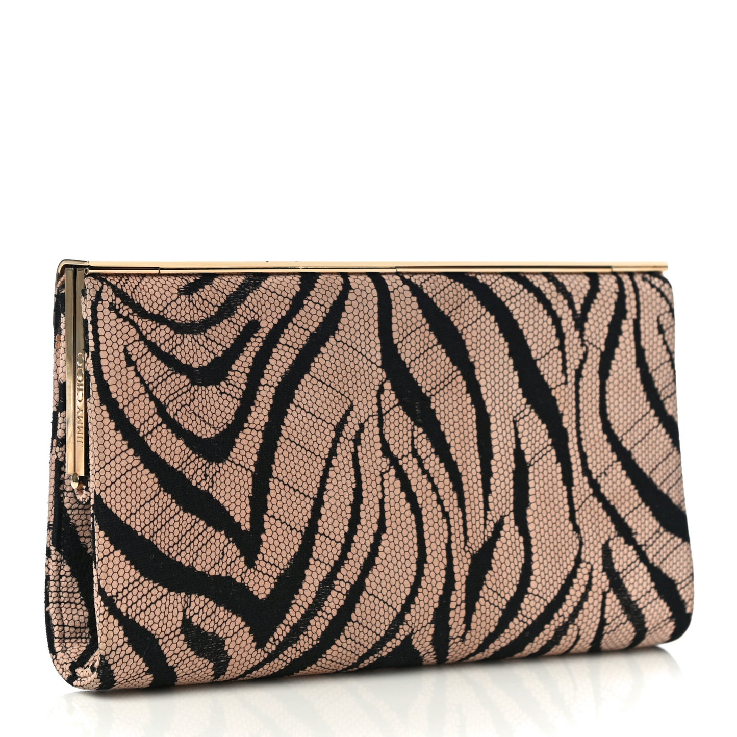Suede Lace Zebra Print Cayla Clutch Vintage Rose