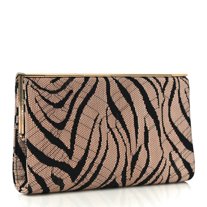 Jimmy Choo Suede Lace Zebra Print Cayla Clutch Vintage Rose 3 of 11