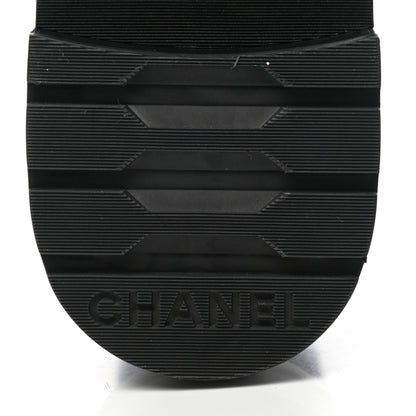 Chanel Denim Calfskin Quilted Lace Up Combat Boots 38 Blue 6 of 8
