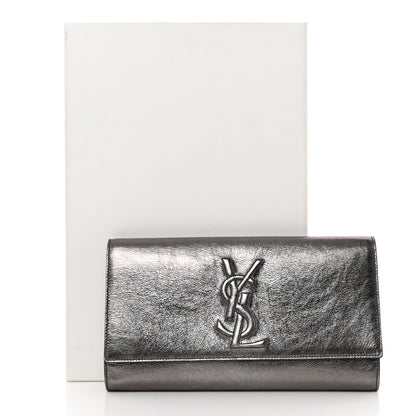 Saint Laurent Metallic Calfskin Large Belle De Jour Clutch Dark Silver 10 of 10