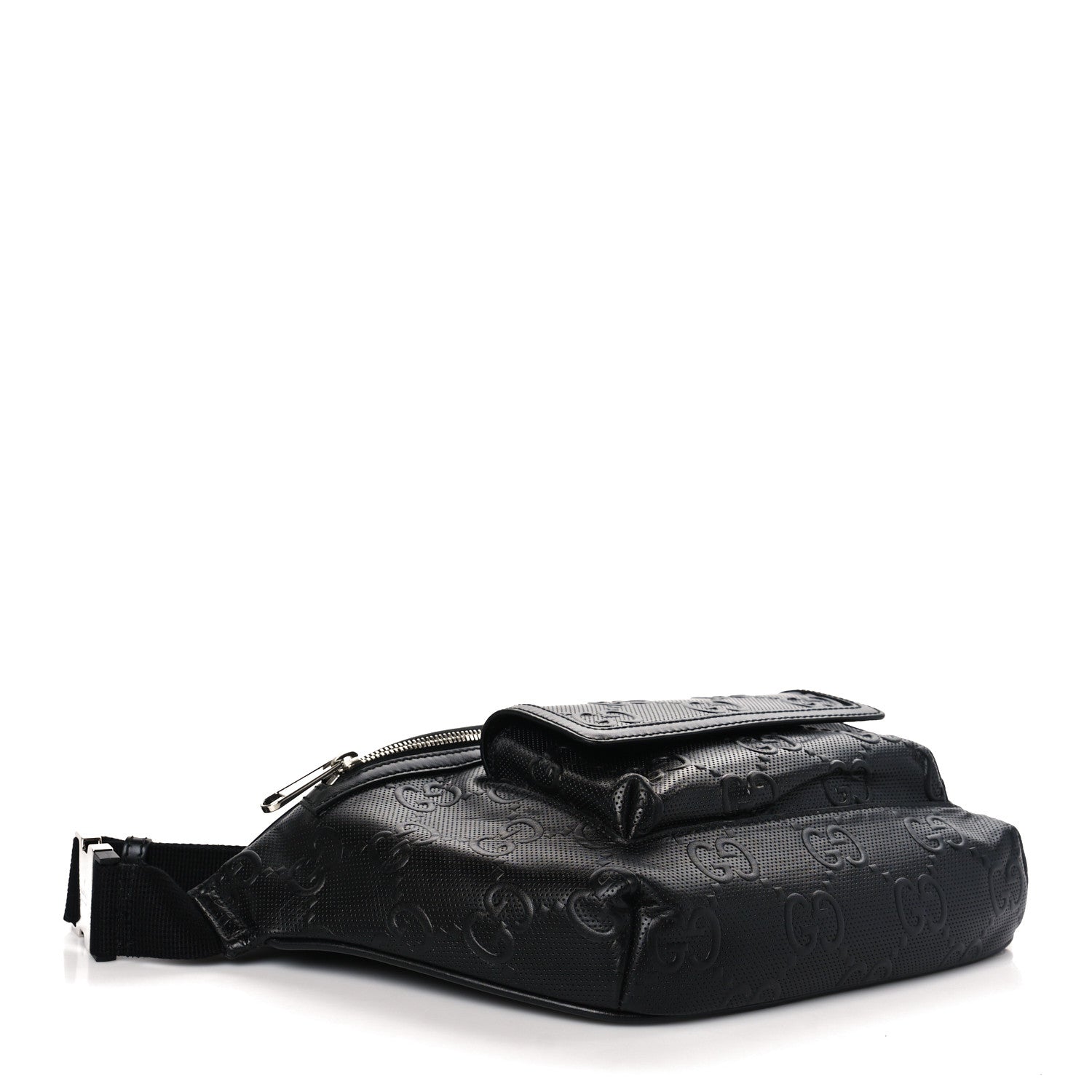 Gucci Calfskin GG Tennis Embossed Pocket Belt Bag Black 4 of 8