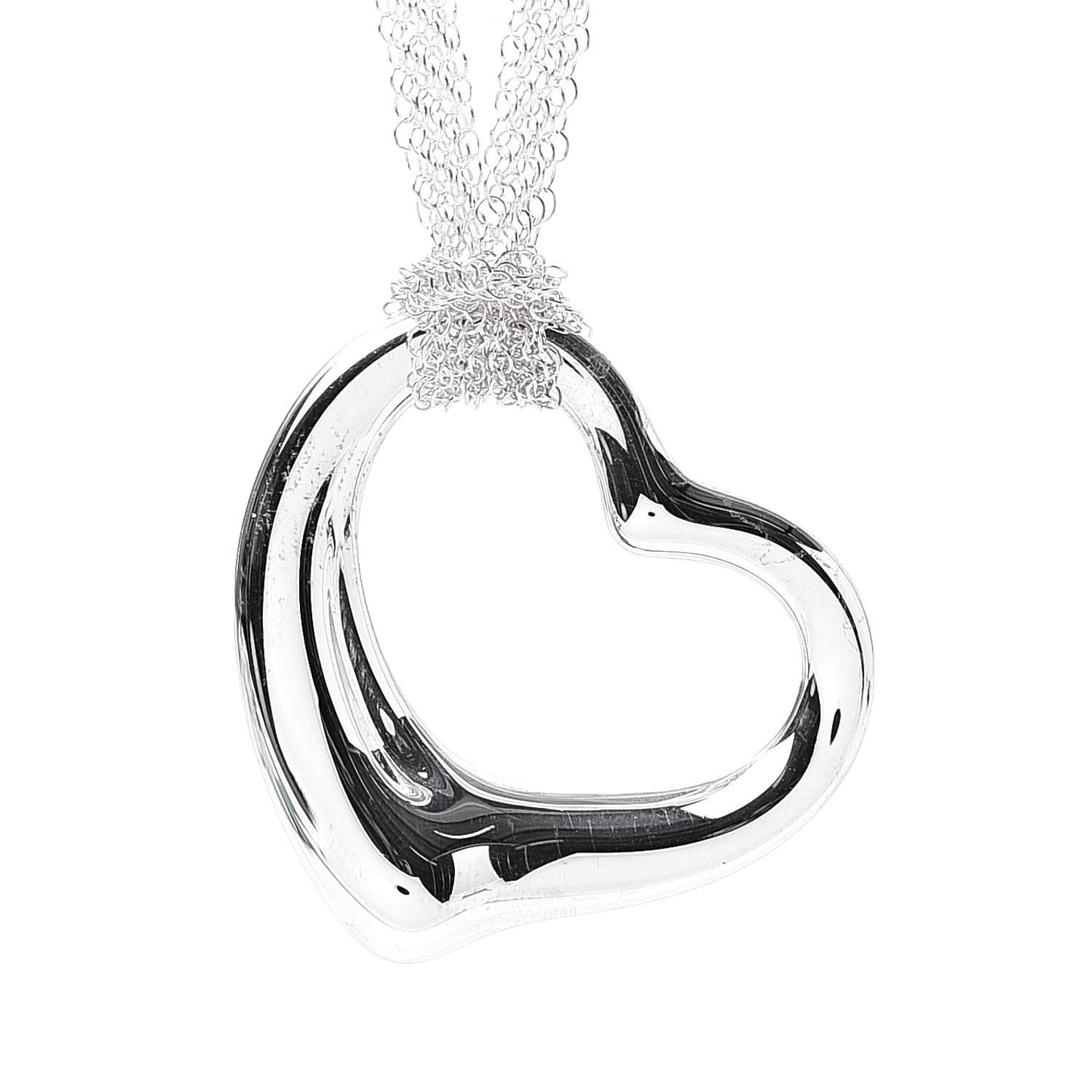 Sterling Silver 36mm Elsa Perretti Open Heart Mesh Necklace