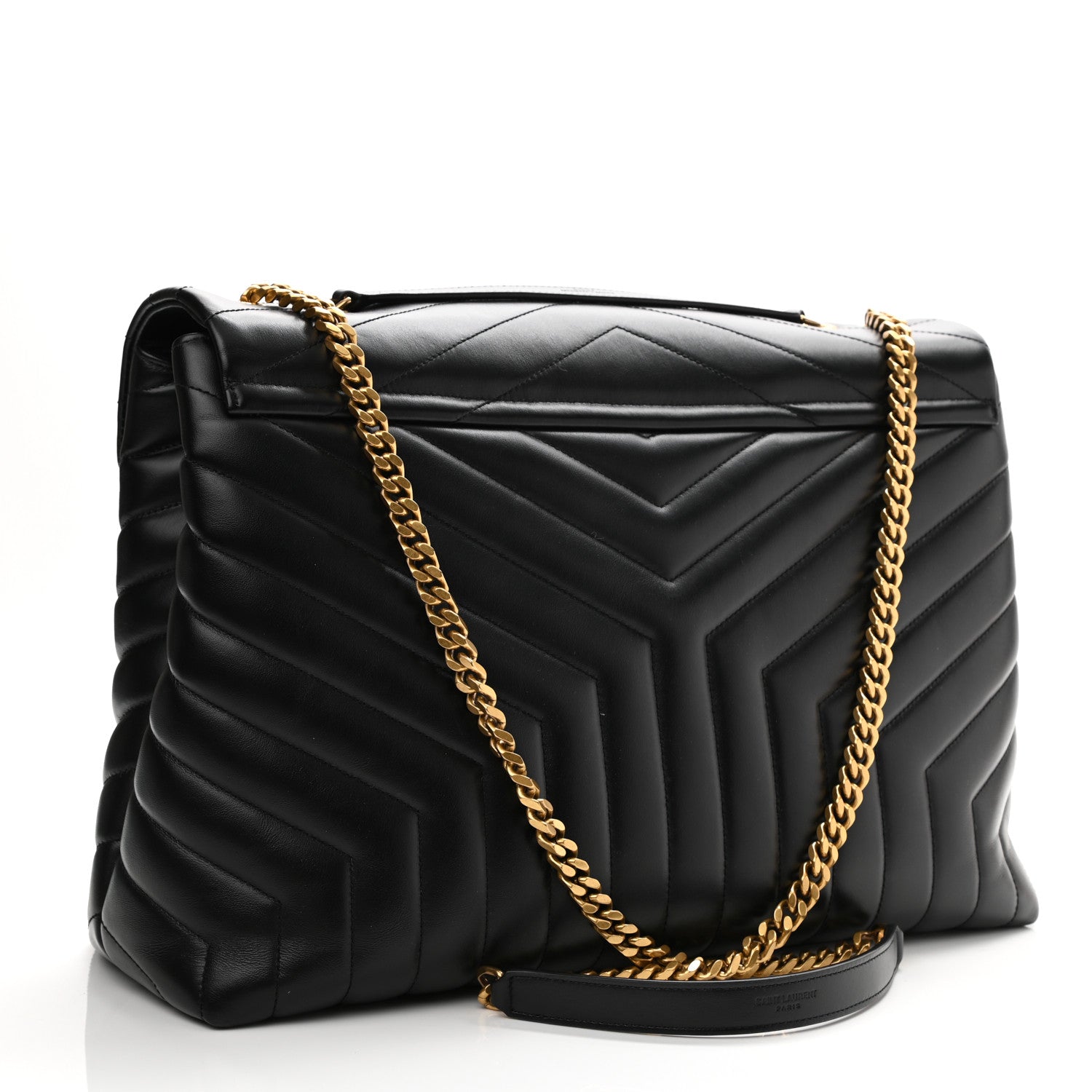 Saint Laurent Calfskin Y Quilted Monogram Large Loulou Chain Satchel Black 2 of 12