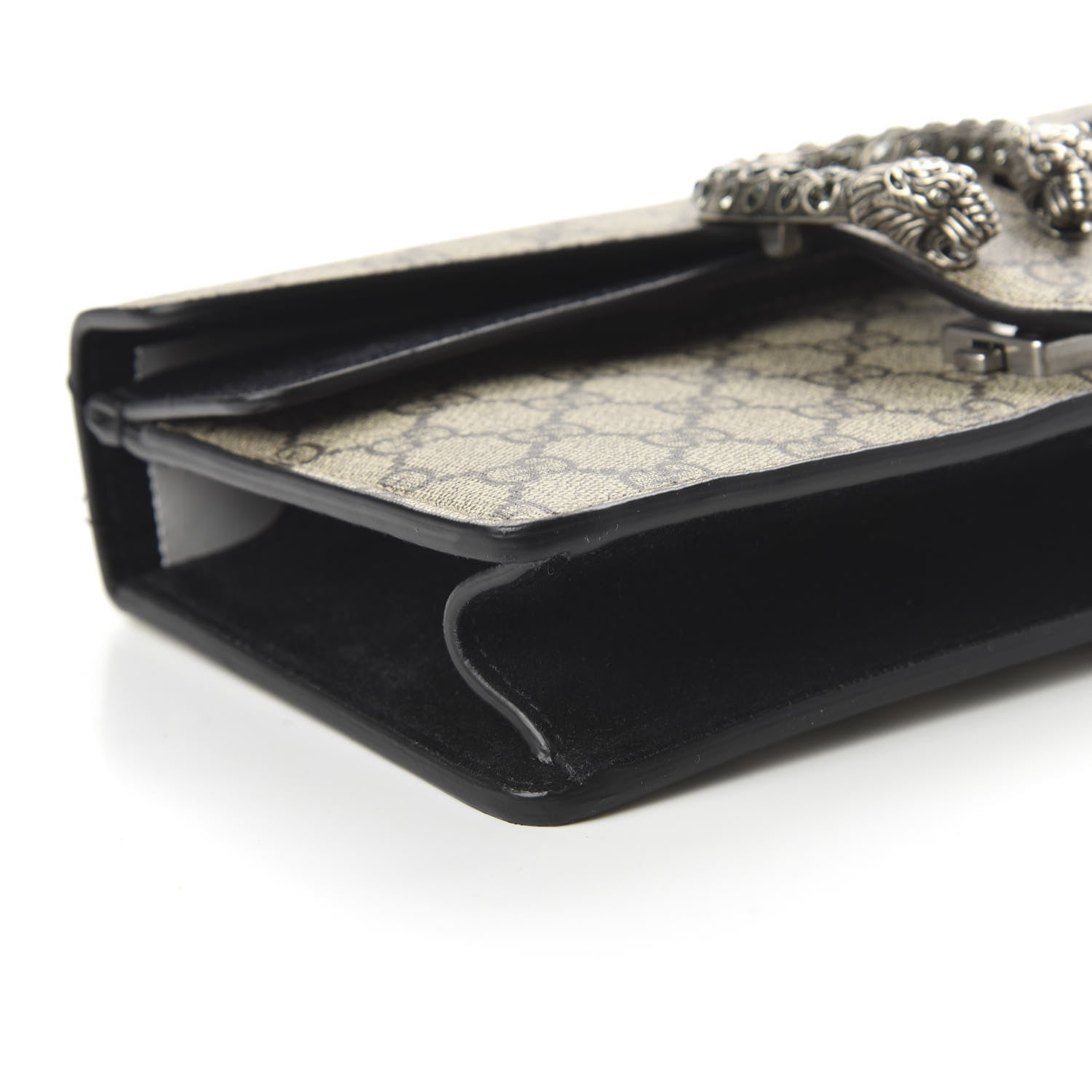 Gucci GG Supreme Monogram Suede Crystal Small Dionysus Shoulder Bag Beige Ebony Black 6 of 10