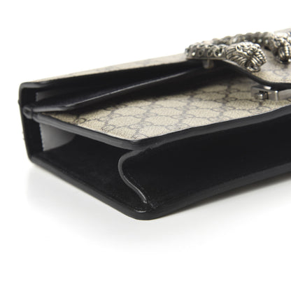 Gucci GG Supreme Monogram Suede Crystal Small Dionysus Shoulder Bag Beige Ebony Black 6 of 10