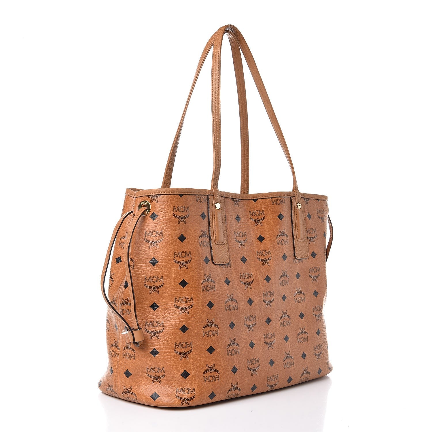 MCM Visetos Medium Liz Reversible Shopper Tote Cognac 5 of 12