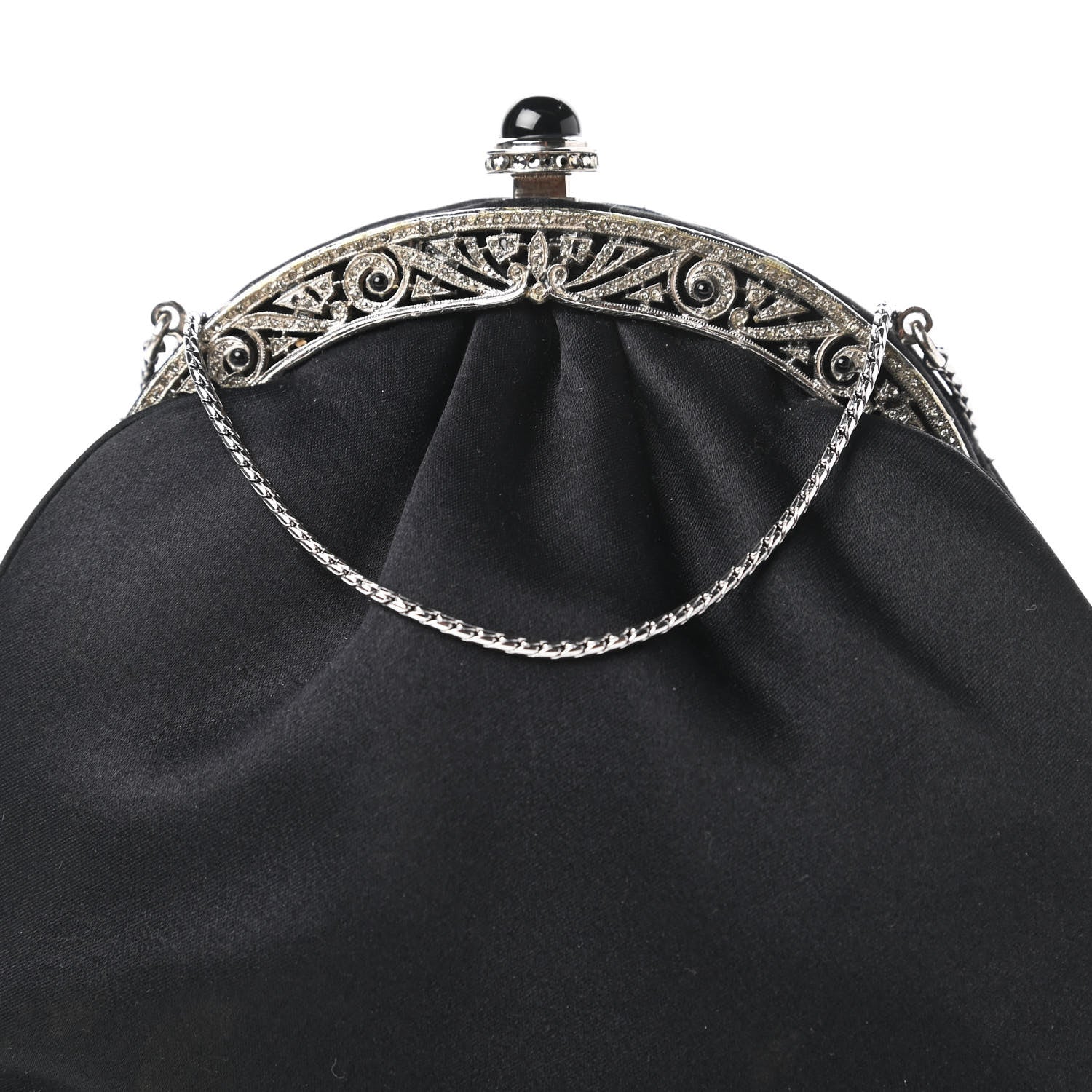 Judith Leiber Satin Crystal Pleated Evening Bag Black 9 of 11