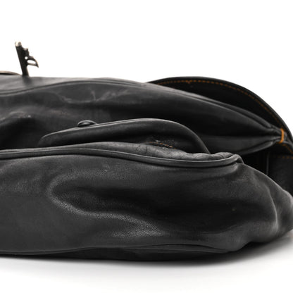 Christian Dior Calfskin Medium Gaucho Double Saddle Bag Black 12 of 13