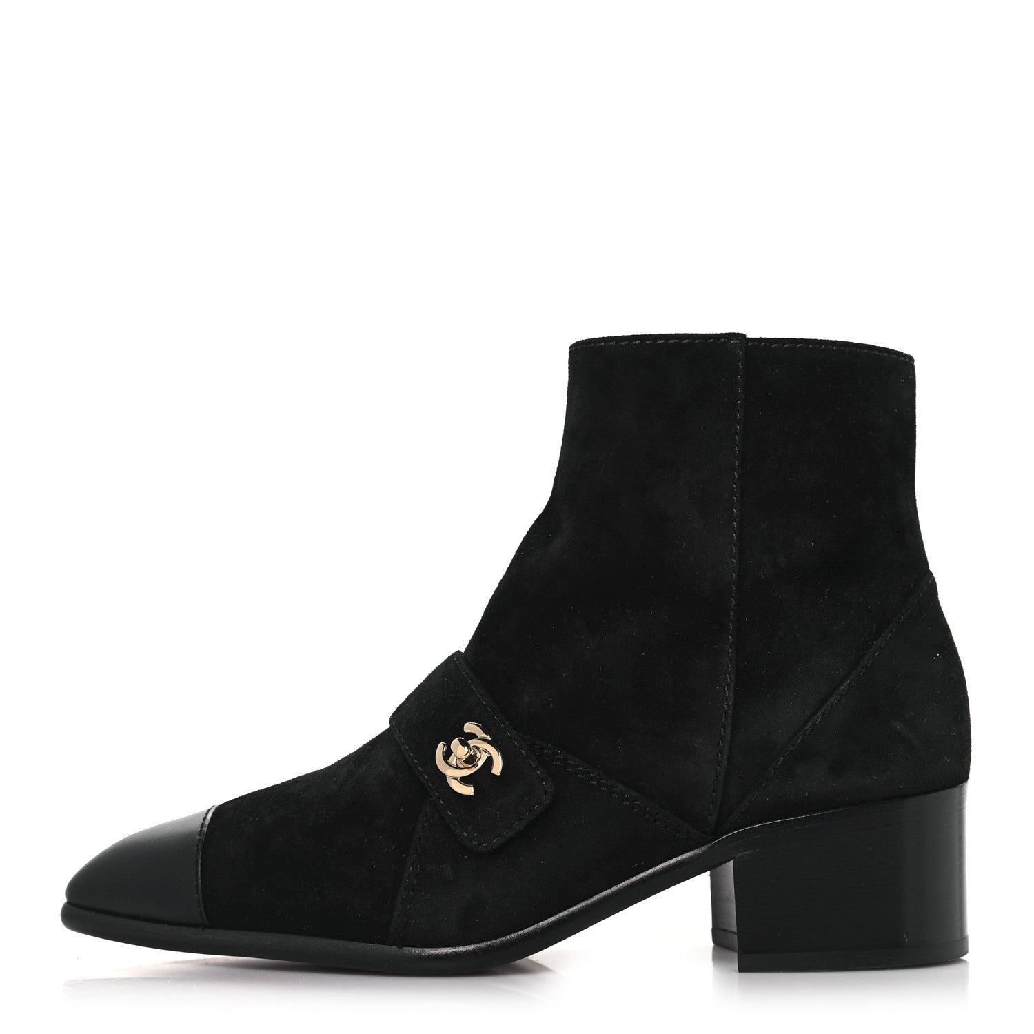Chanel Suede Calfskin CC Turnlock Short Boots 36 Black 1 of 9