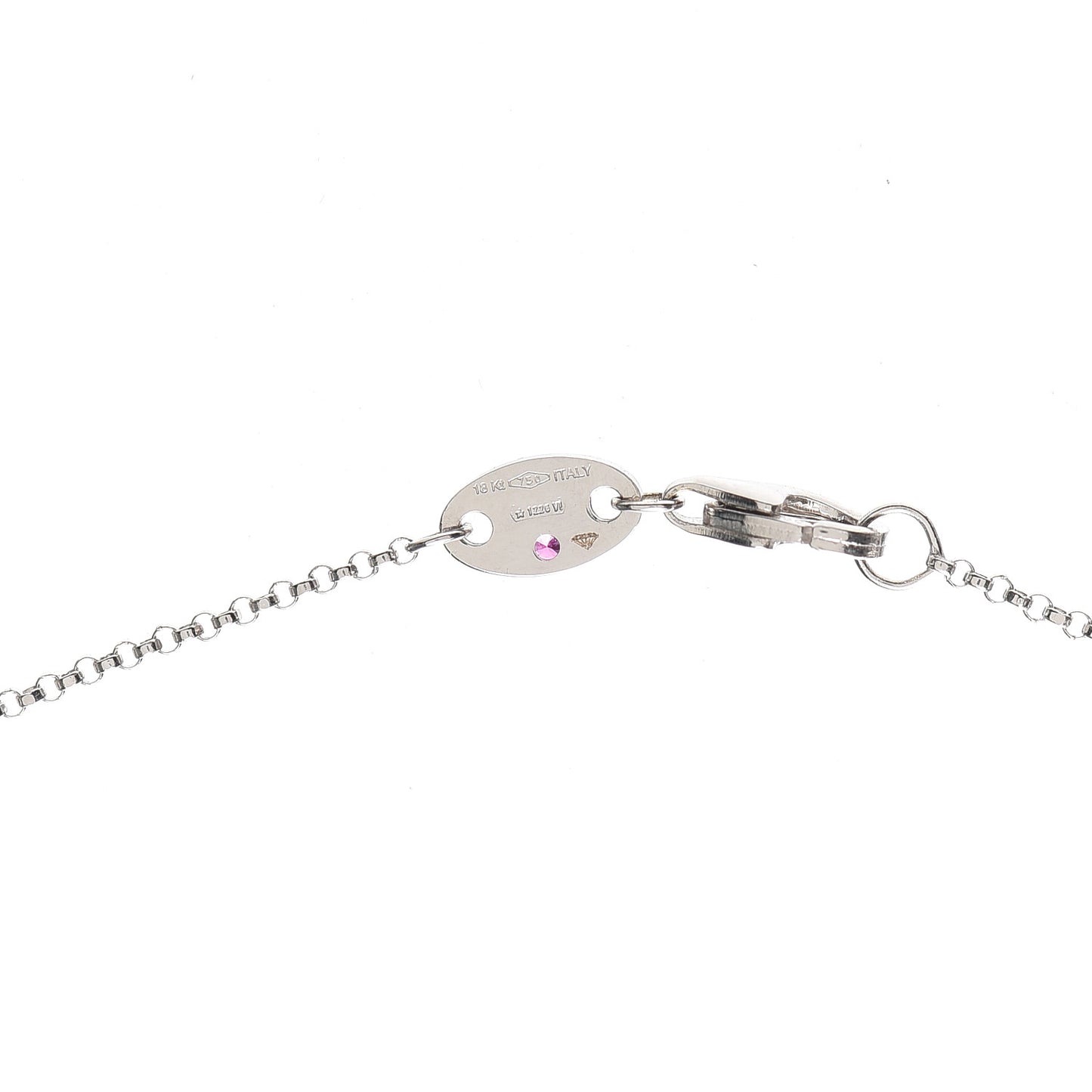 18K White Gold Diamond Ruby Princess Flower Pendant Necklace