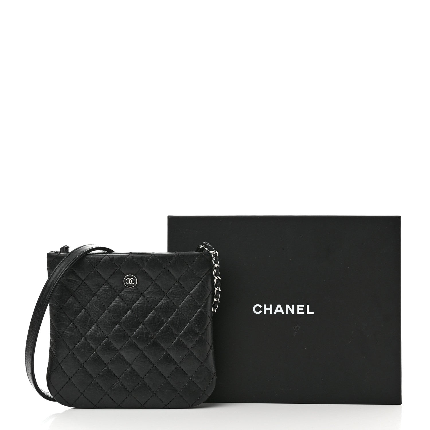 Chanel Aged Calfskin Quilted Crossbody Bag Black 11 of 11