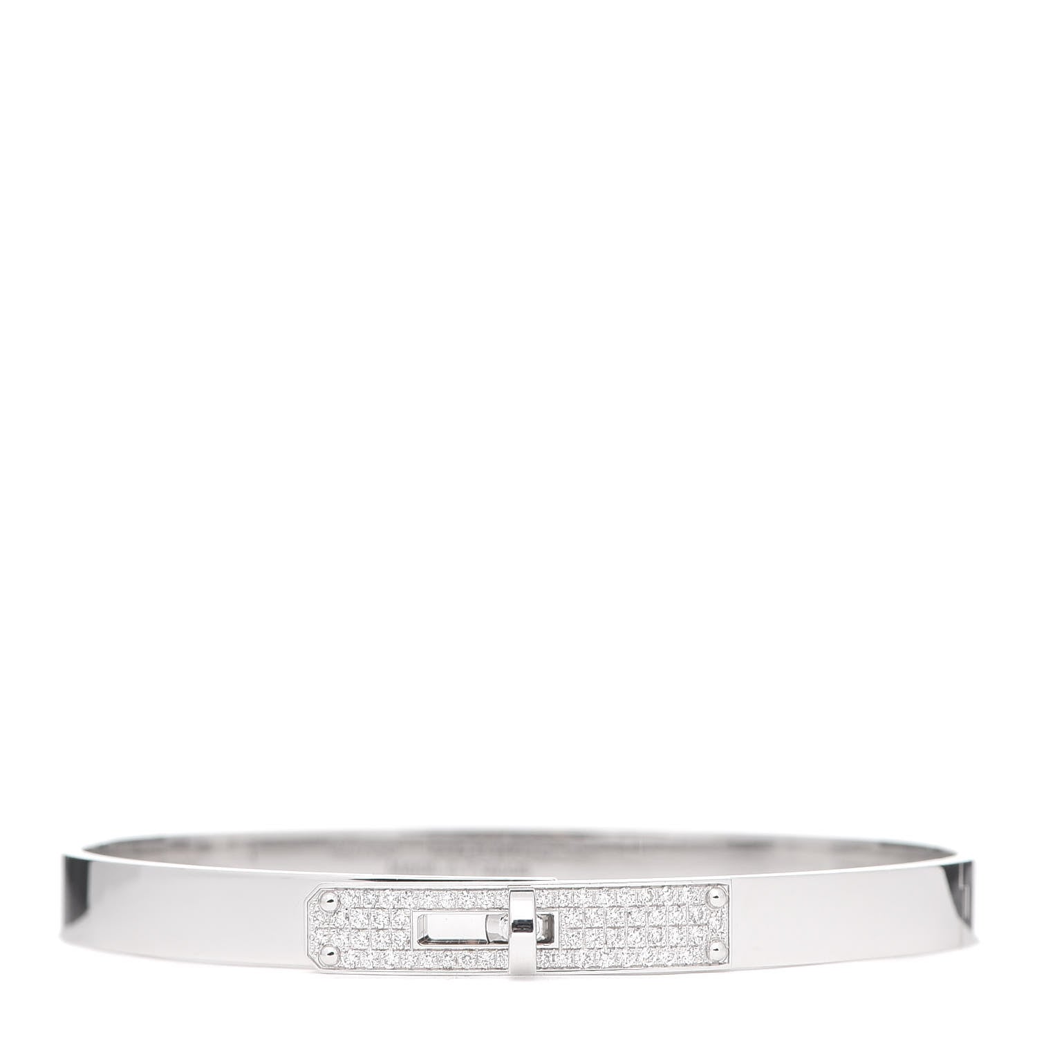 Hermes 18K White Gold Diamond PM Kelly Pave Bracelet SH 1 of 6