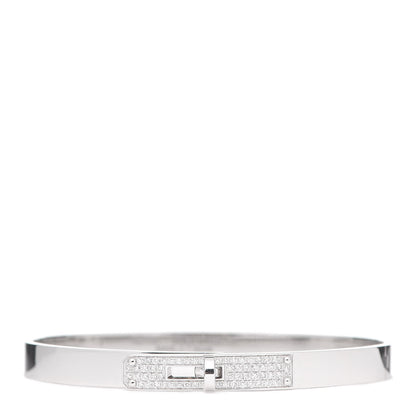Hermes 18K White Gold Diamond PM Kelly Pave Bracelet SH 1 of 6