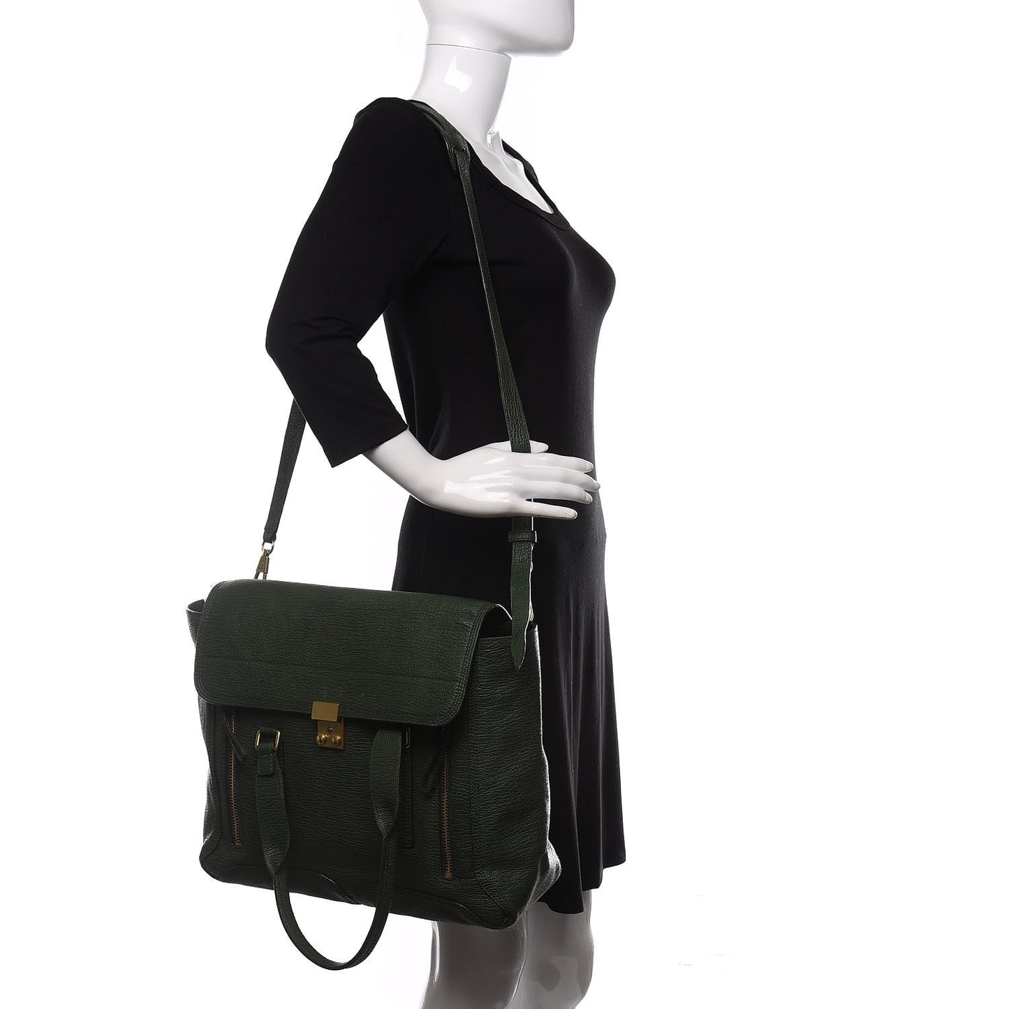 3.1 Textured Calfskin Medium Pashli Satchel Jade