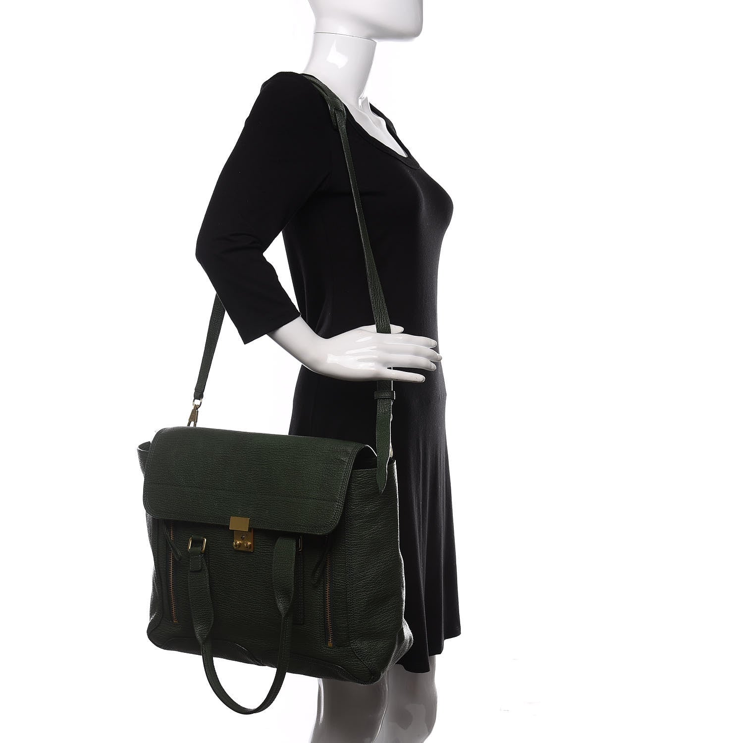 3.1 Phillip Lim 3.1 Textured Calfskin Medium Pashli Satchel Jade 2 of 16