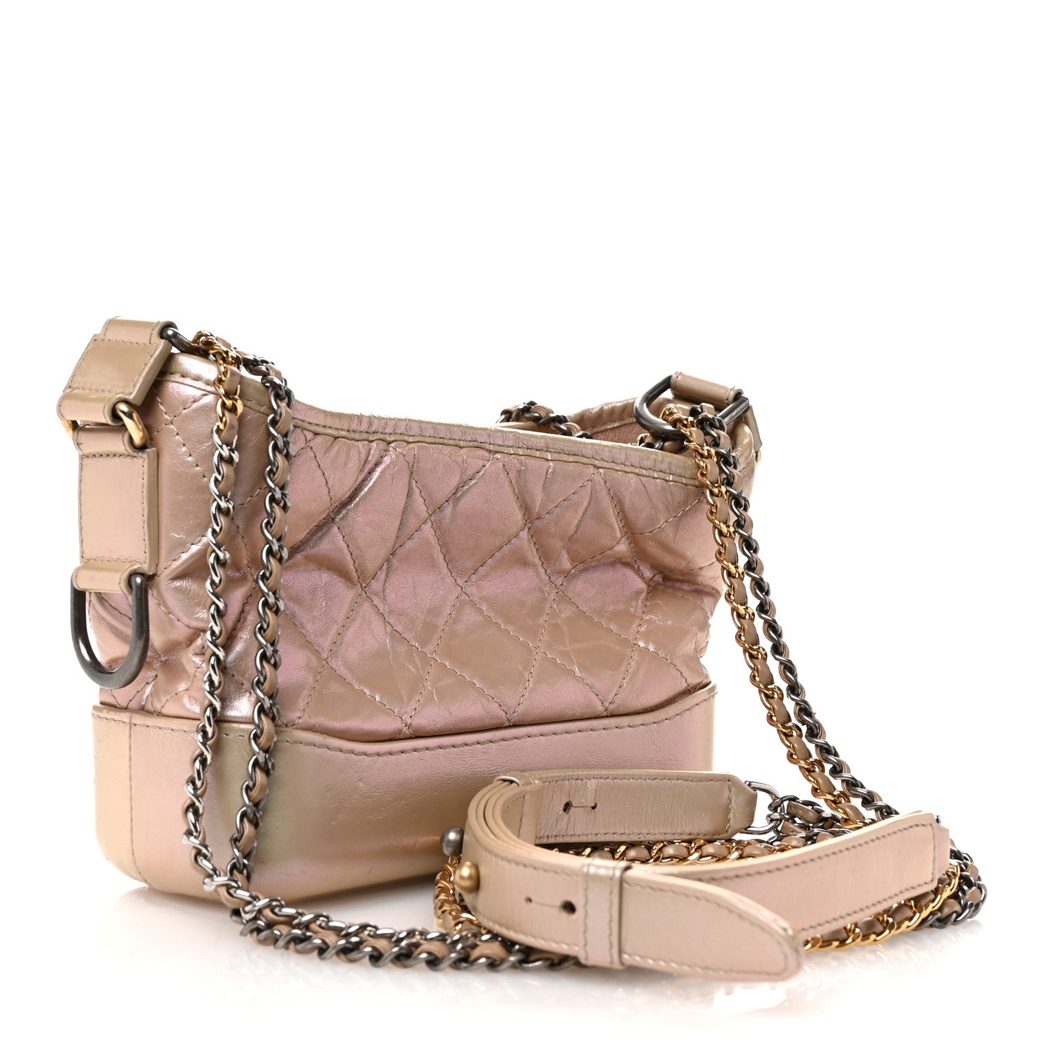 Chanel Iridescent Aged Calfskin Quilted Small Gabrielle Hobo Light Pink 3 of 13