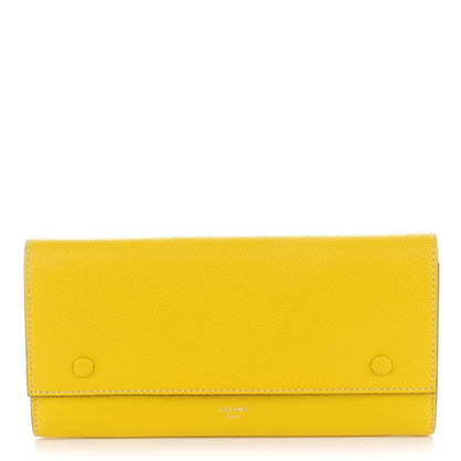 Celine Drummed Calfskin Large Multifunction Flap Wallet Sun Yellow 1 of 8