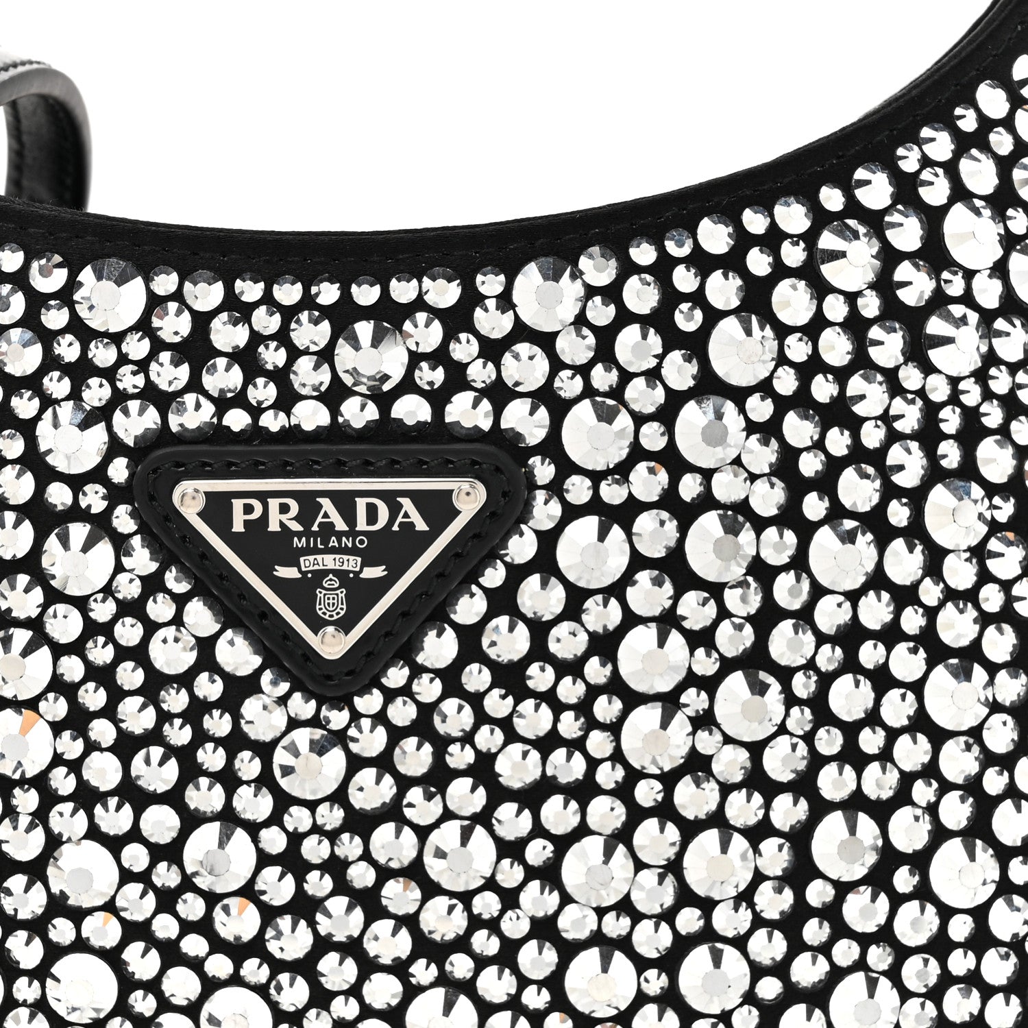 Prada Satin Crystal Cleo Adjustable Strap Shoulder Bag Metal 7 of 9
