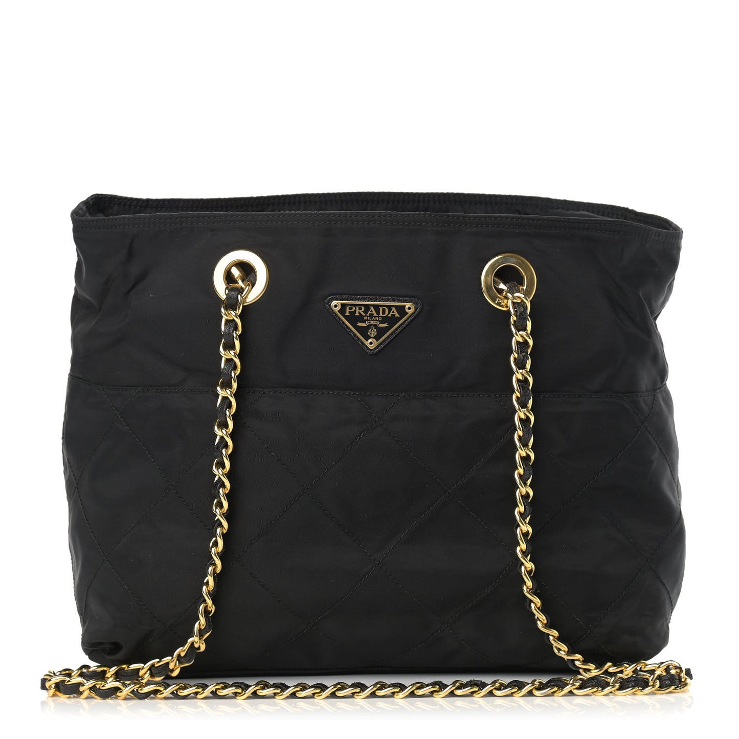 Tessuto Nylon Chain Shoulder Bag Black