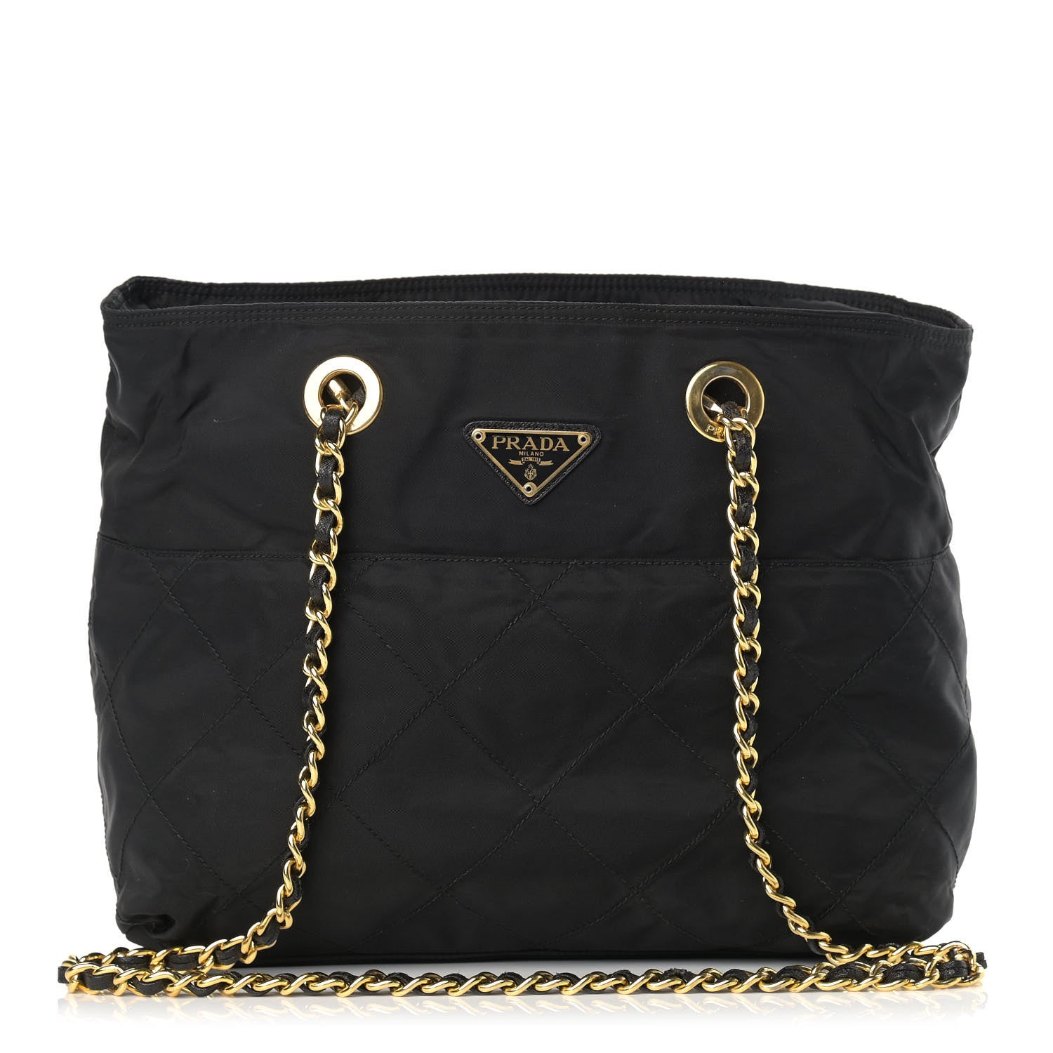 Prada Tessuto Nylon Chain Shoulder Bag Black 1 of 10