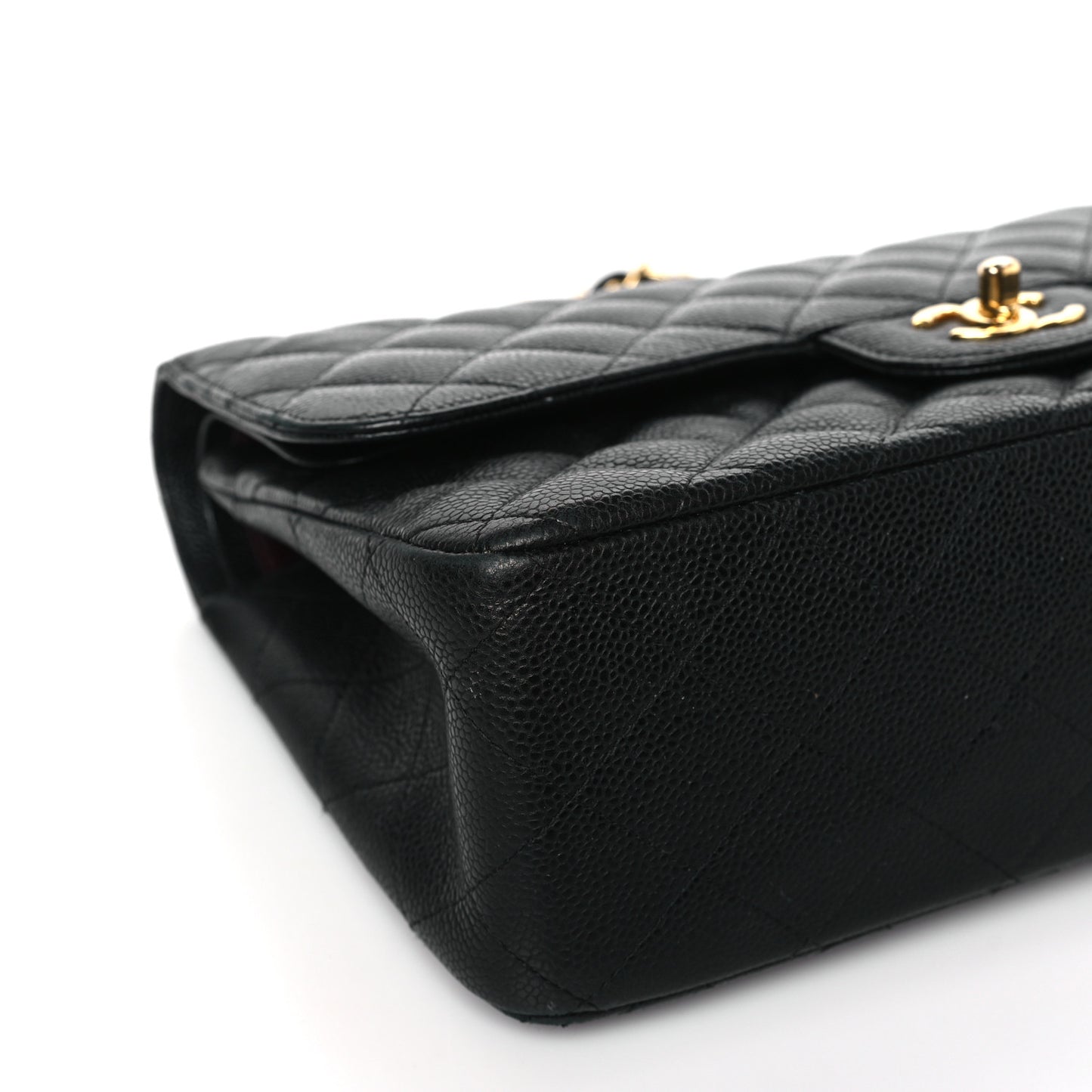 Caviar Quilted Jumbo Double Flap Black