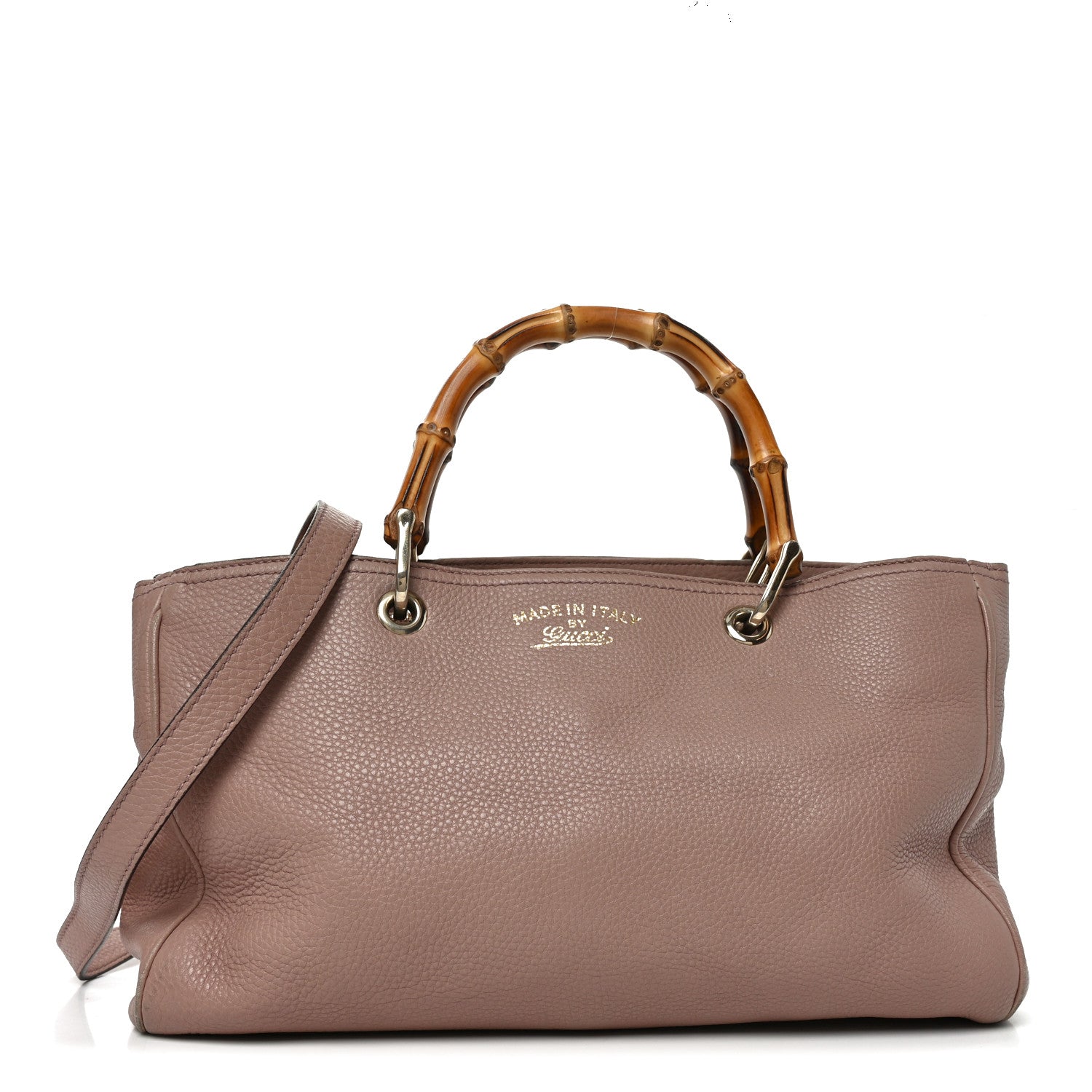 Gucci Pebbled Calfskin Medium Bamboo Shopper Tote Dark Cipria 1 of 11