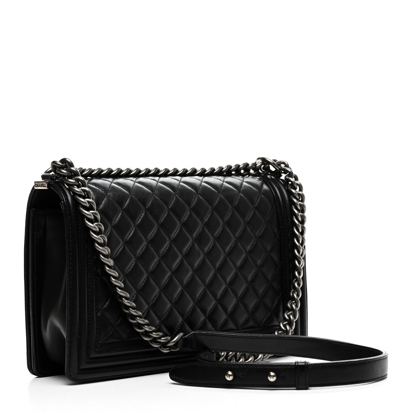 Lambskin Quilted New Medium Boy Flap Black