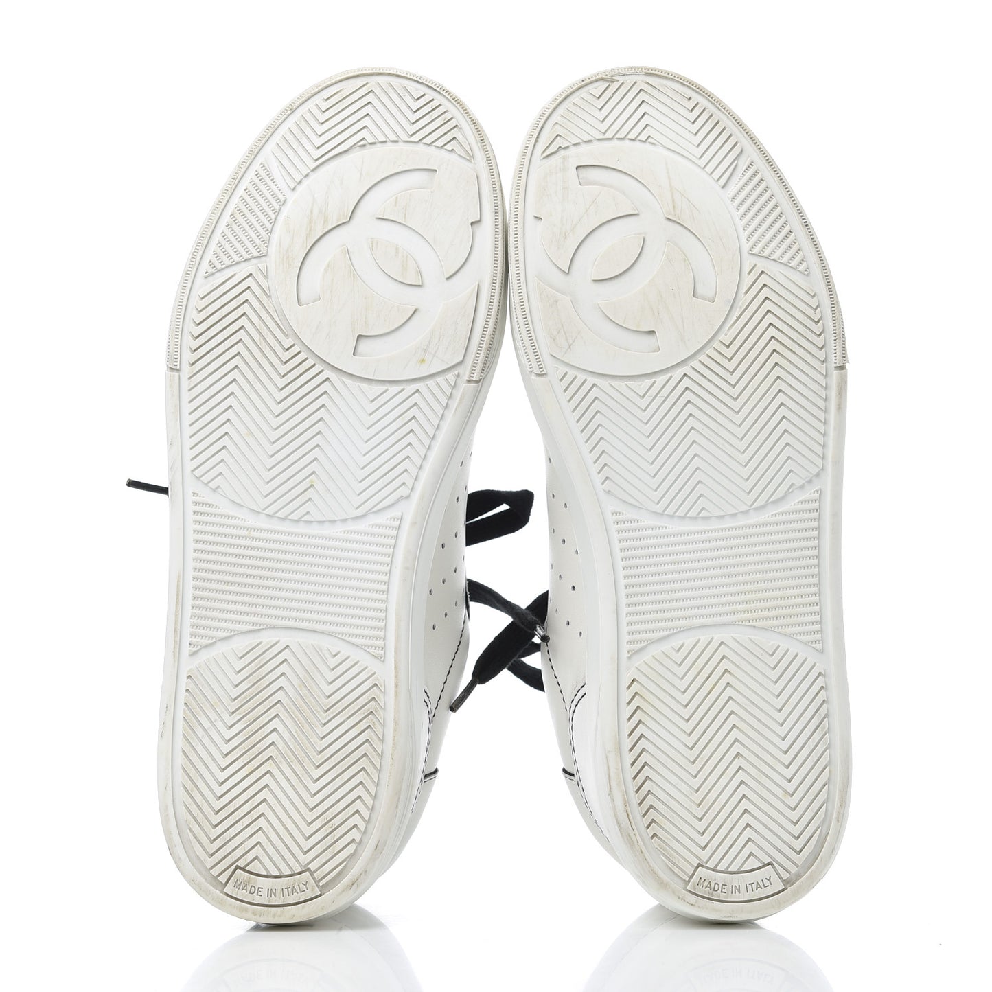 Calfskin Womens Logo Sneakers 39 White Black