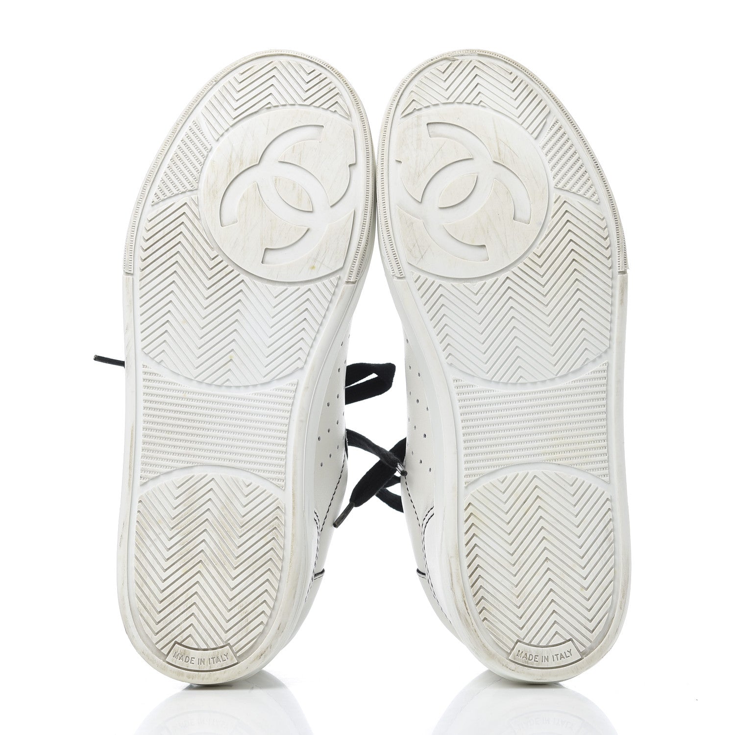 Chanel Calfskin Womens Logo Sneakers 39 White Black 5 of 23