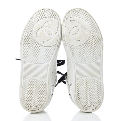 Chanel Calfskin Womens Logo Sneakers 39 White Black 5 of 23