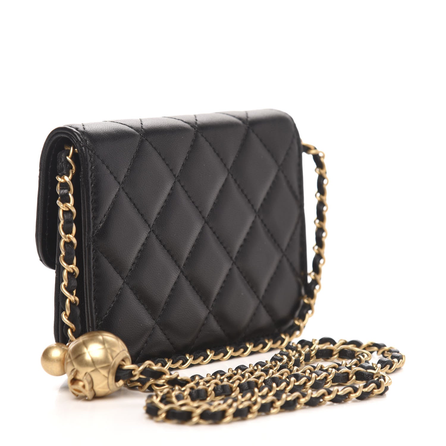 Chanel Lambskin Quilted Pearl Crush Clutch With Chain Black 3 of 11