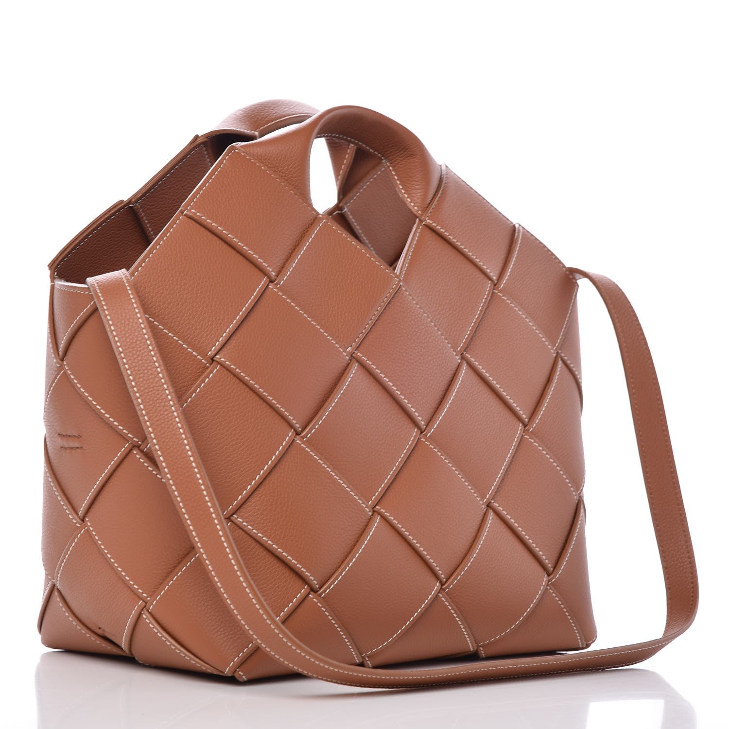Loewe Calfskin Woven Basket Bag Tan 4 of 9