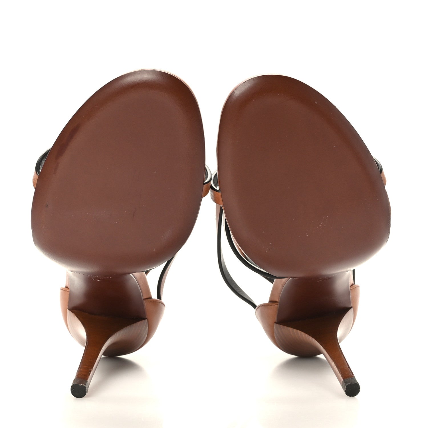 Saint Laurent Calfskin Cassandra 100 Sandals 37 Brown 5 of 7
