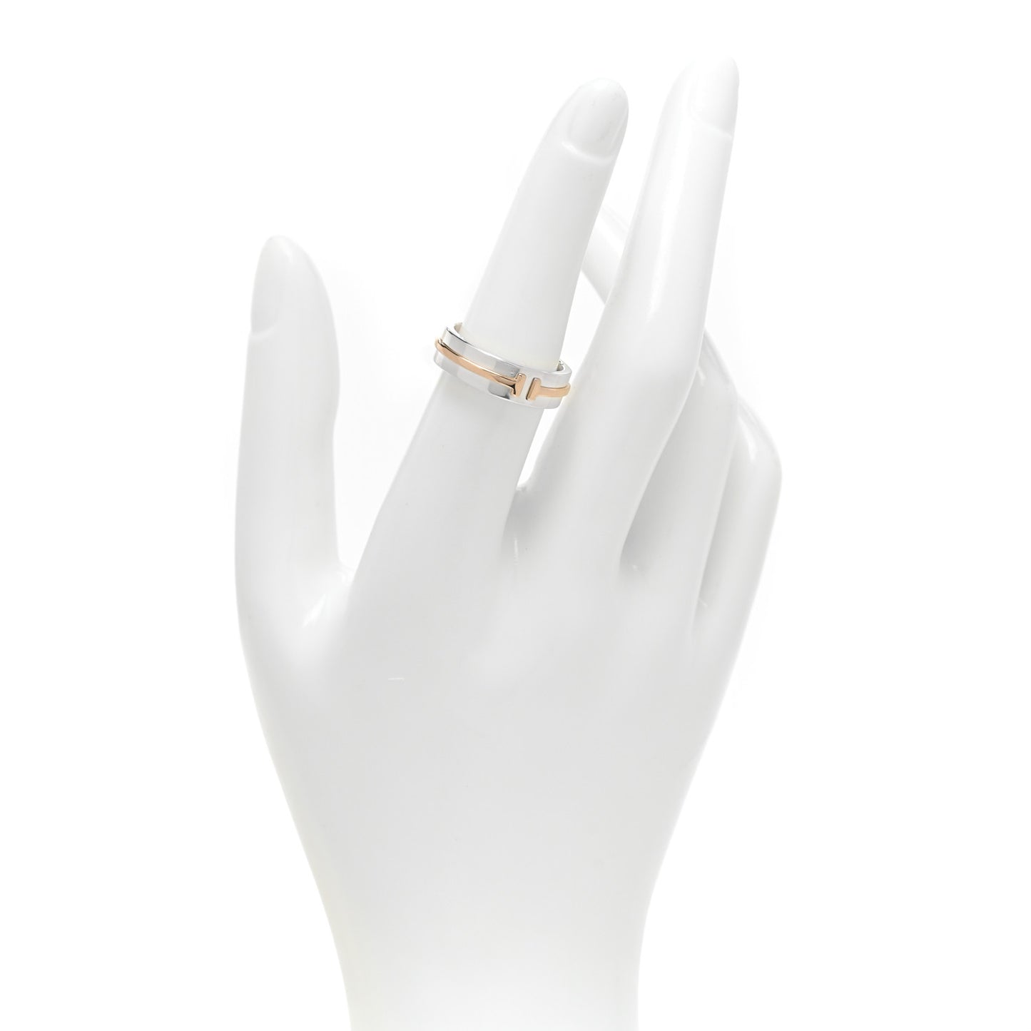 Sterling Silver 18K Rose Gold Tiffany T Wide Ring 54 6.75