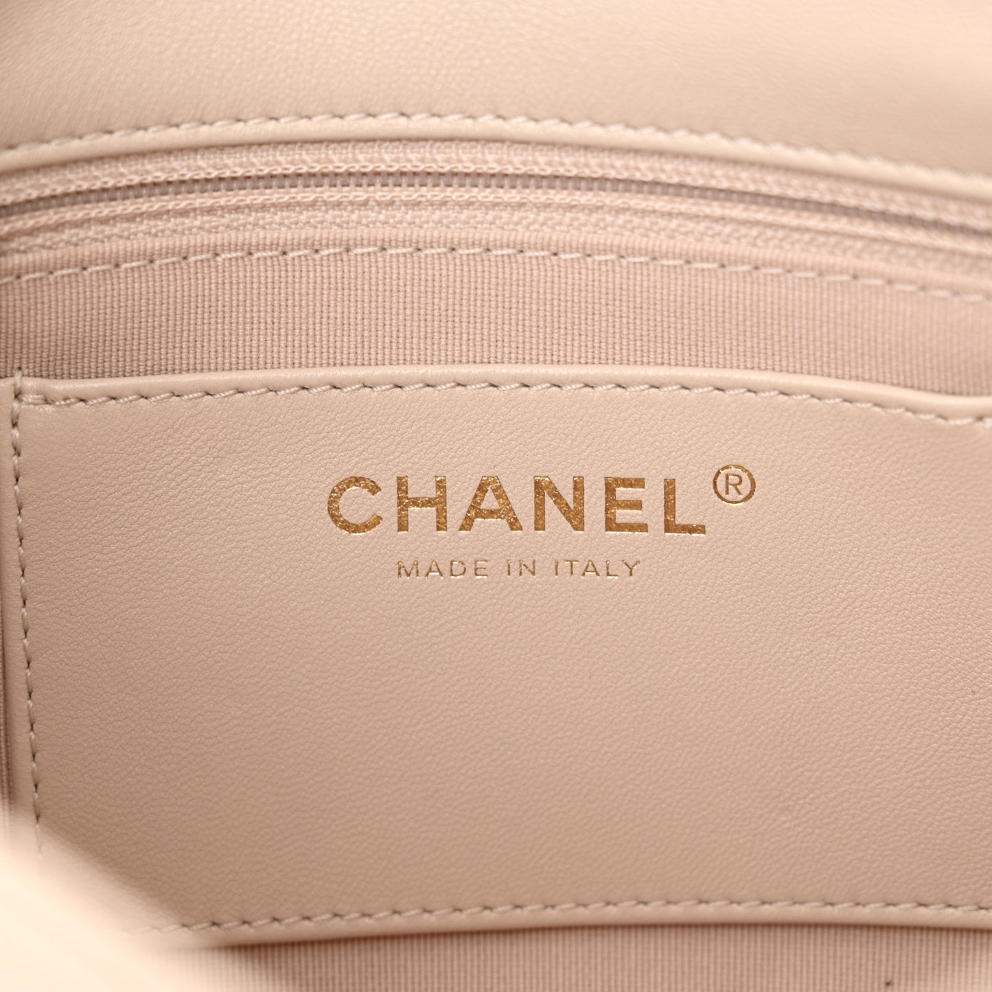 Lambskin Quilted Small CC Funky Town Flap Beige