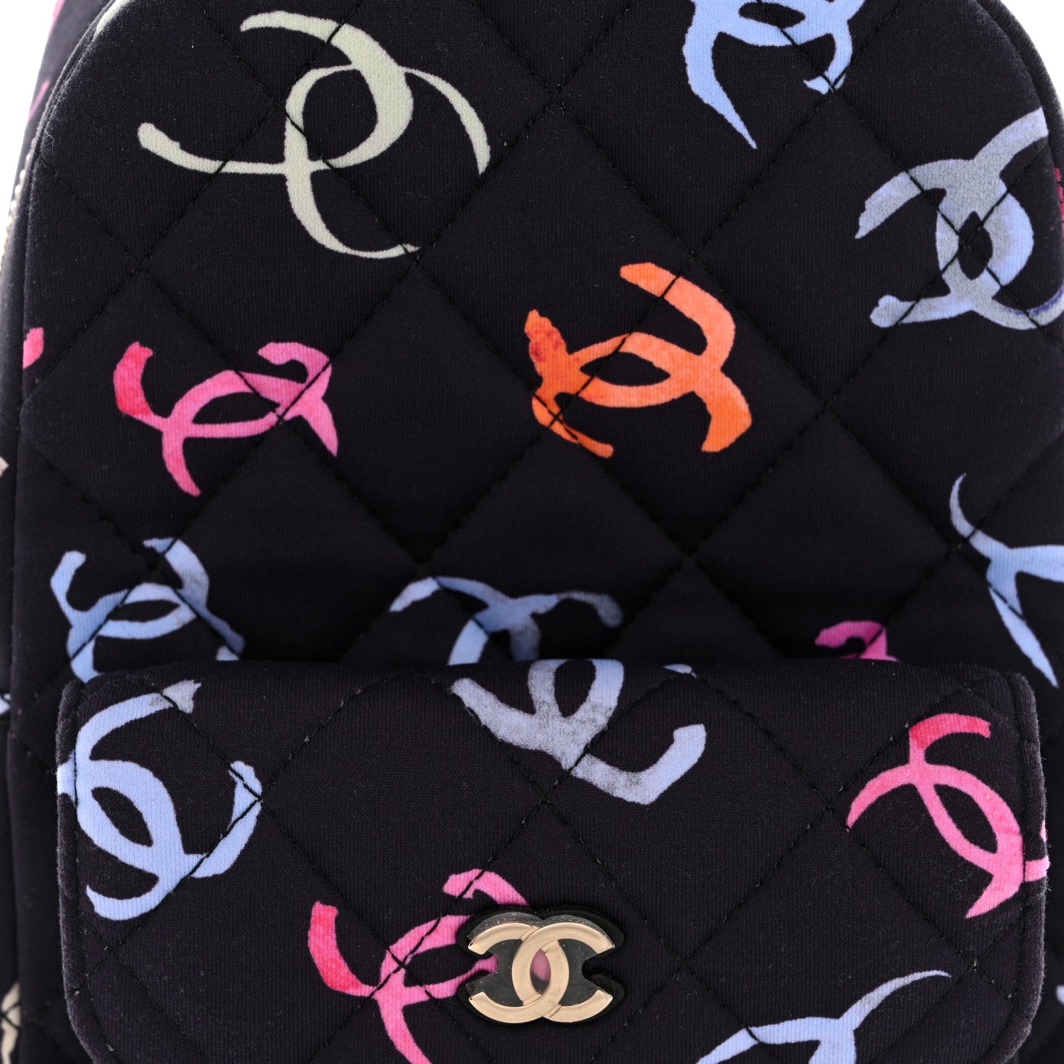 Chanel Printed Fabric Quilted CC Mini Classic Backpack Black Multicolor 8 of 10