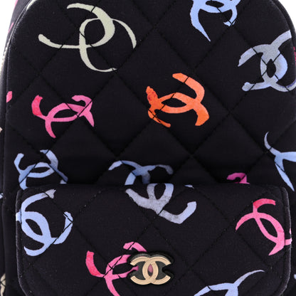 Chanel Printed Fabric Quilted CC Mini Classic Backpack Black Multicolor 8 of 10