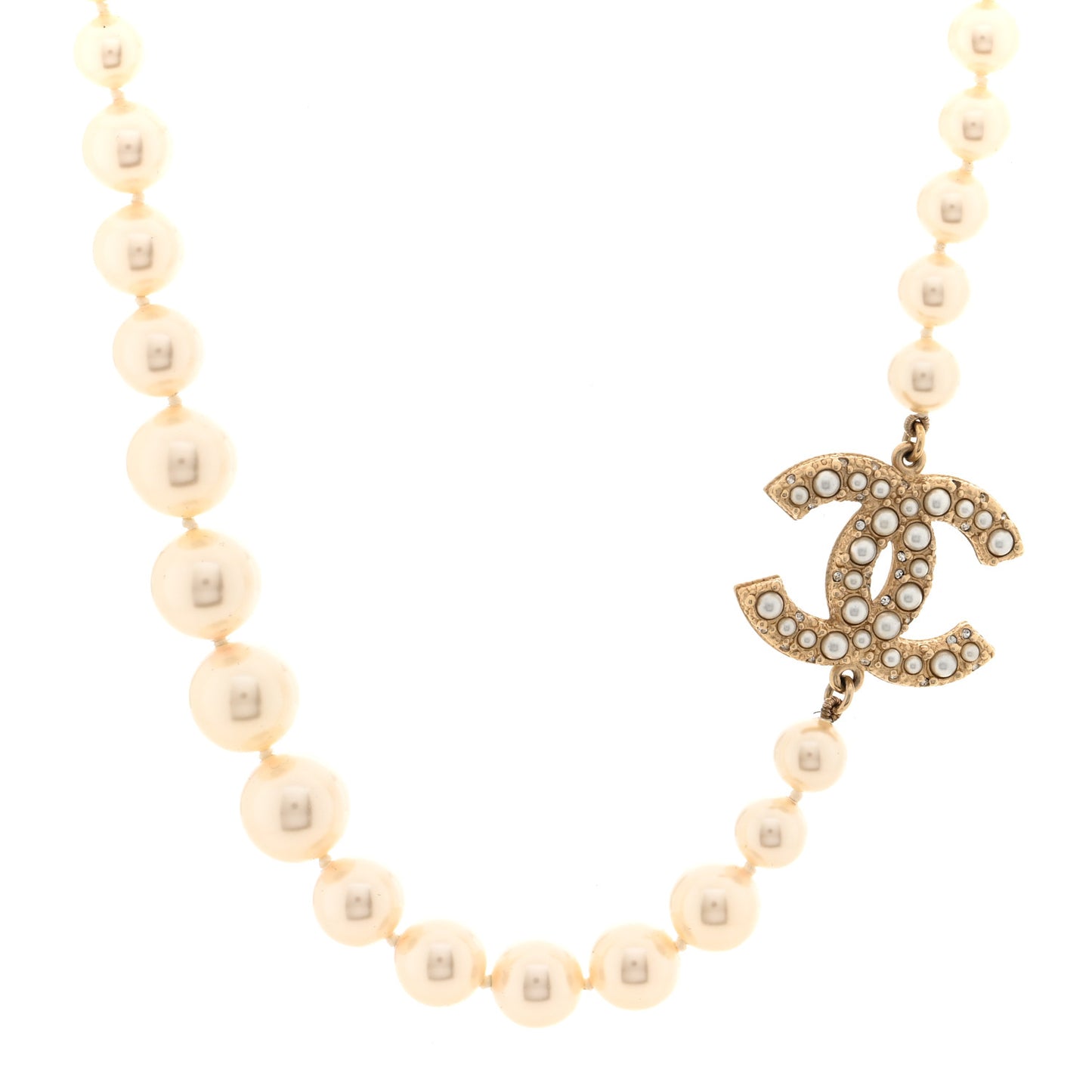 Pearl CC 100th Anniversary Necklace Light Gold
