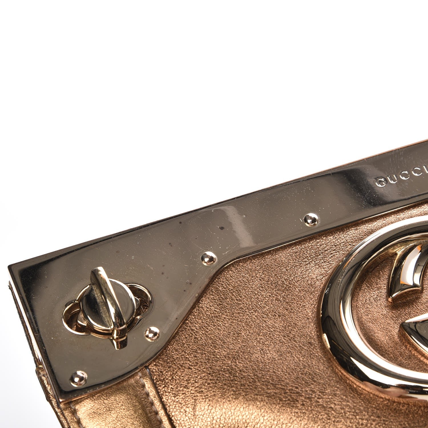 Gucci Metallic Calfskin Britt Clutch Bronze 8 of 8