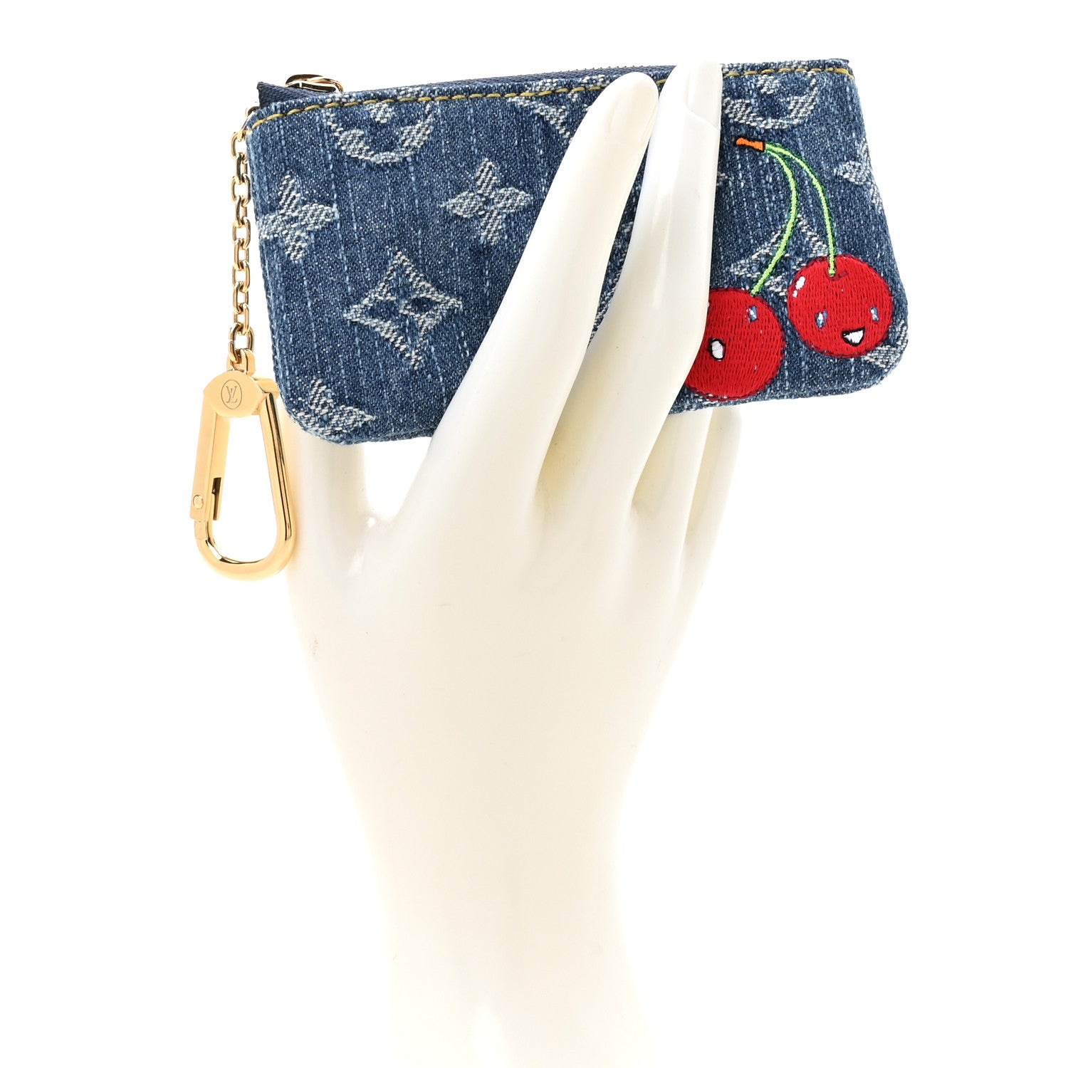 Louis Vuitton LV X TM Monogram Denim Cerises Key Pouch Blue