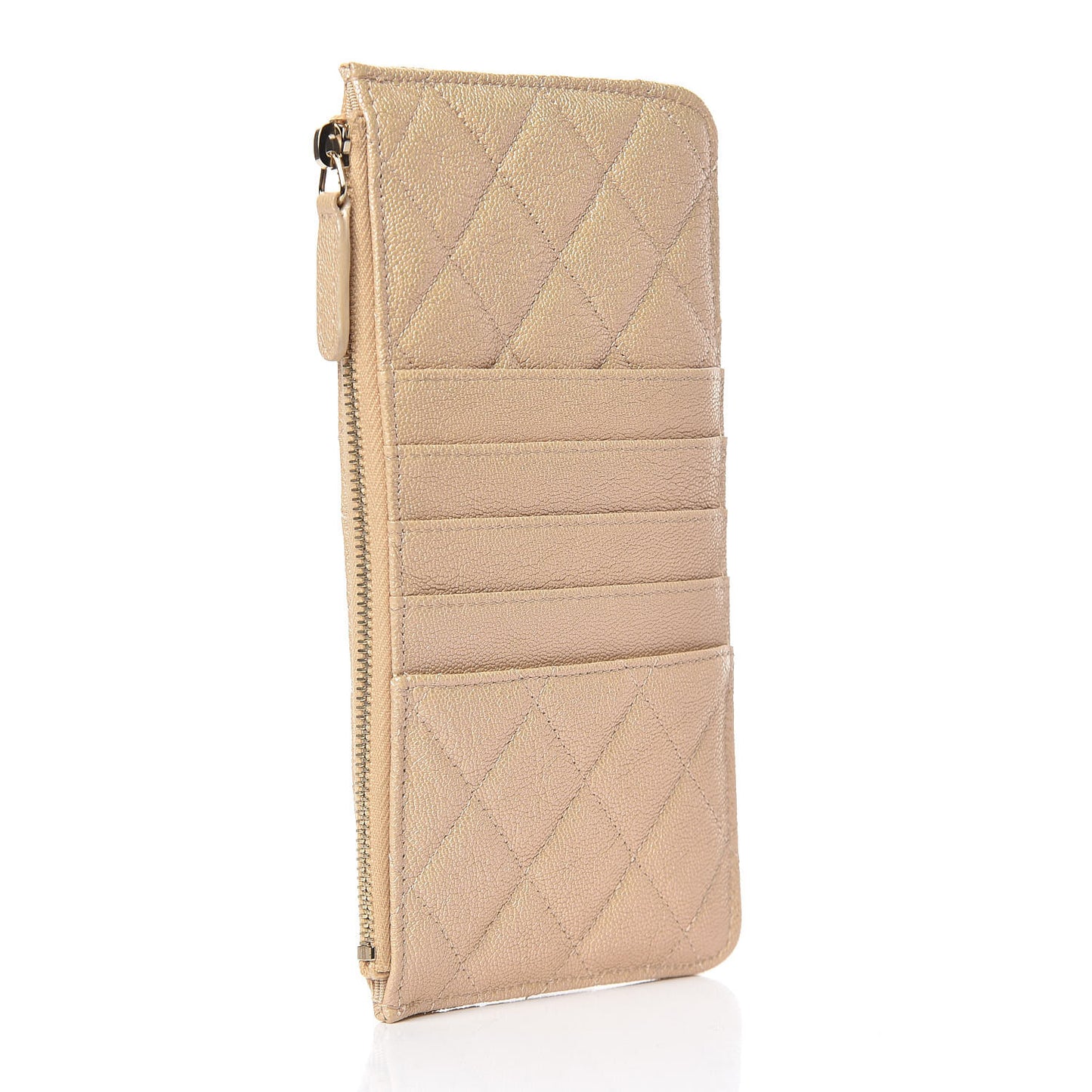 Iridescent Caviar Quilted Classic iPhone Pouch Beige