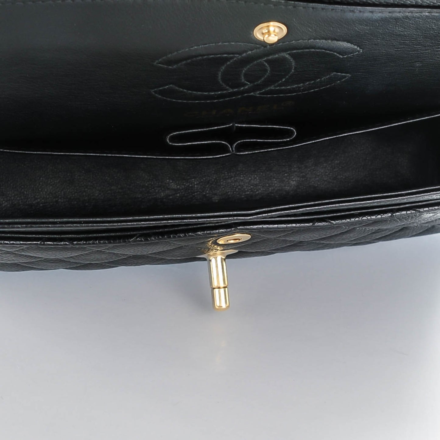 Caviar Quilted Small Double Flap Black