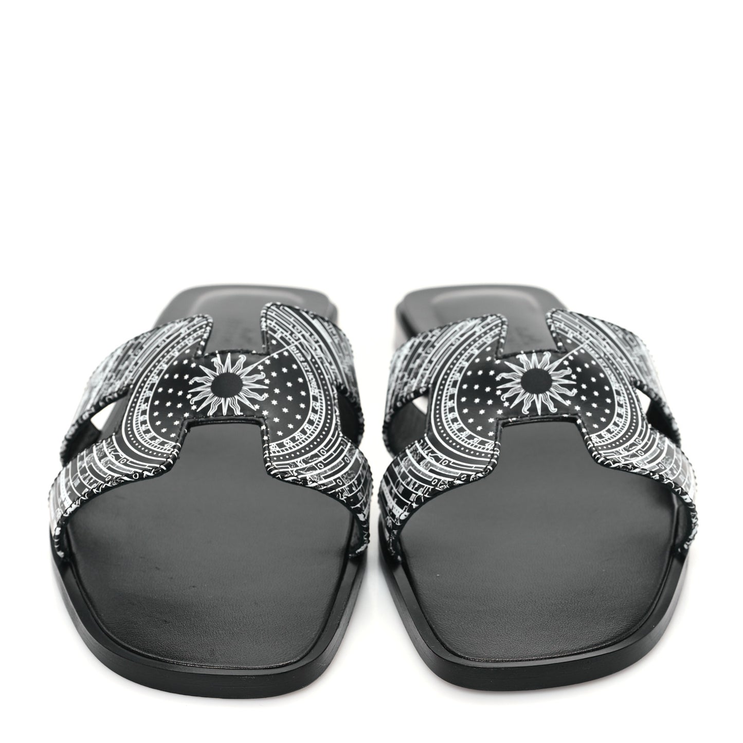 Calfskin Astrologie Bandana Oran Sandals 38 Black White