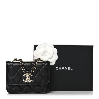 Chanel Lambskin Quilted Trendy CC Card Holder On Chain Black 10 of 10