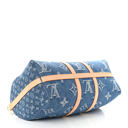 Louis Vuitton Denim Monogram New LV Remix Keepall Bandouliere 45 Blue 3 of 9