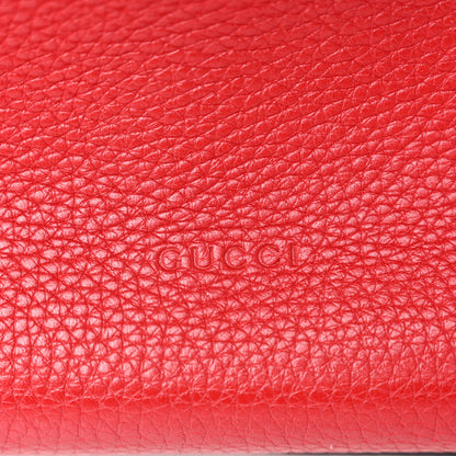 Gucci Cellarius Calfskin Small Bamboo Daily Top Handle Bag Hibiscus Red 6 of 10
