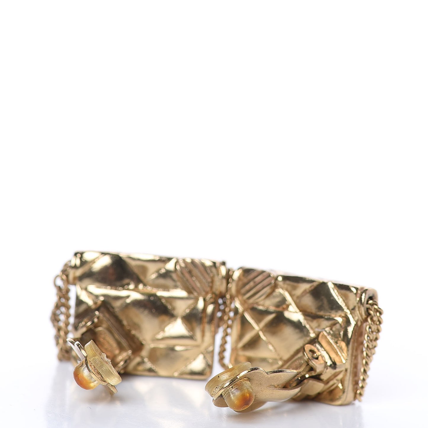 CC Flap Bag Clip On Earrings Gold