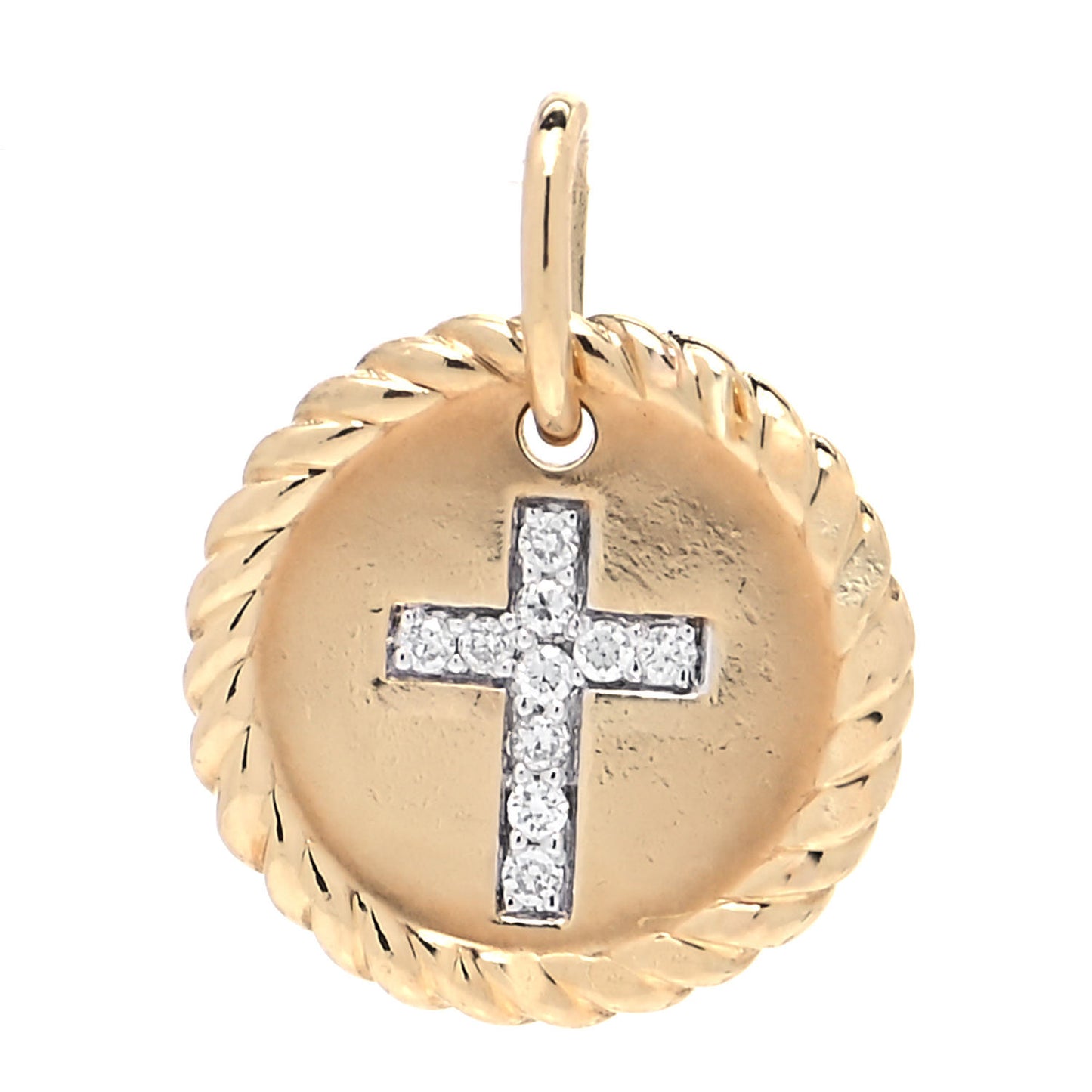 18K Yellow Gold Diamond Cable Collectibles Cross Charm