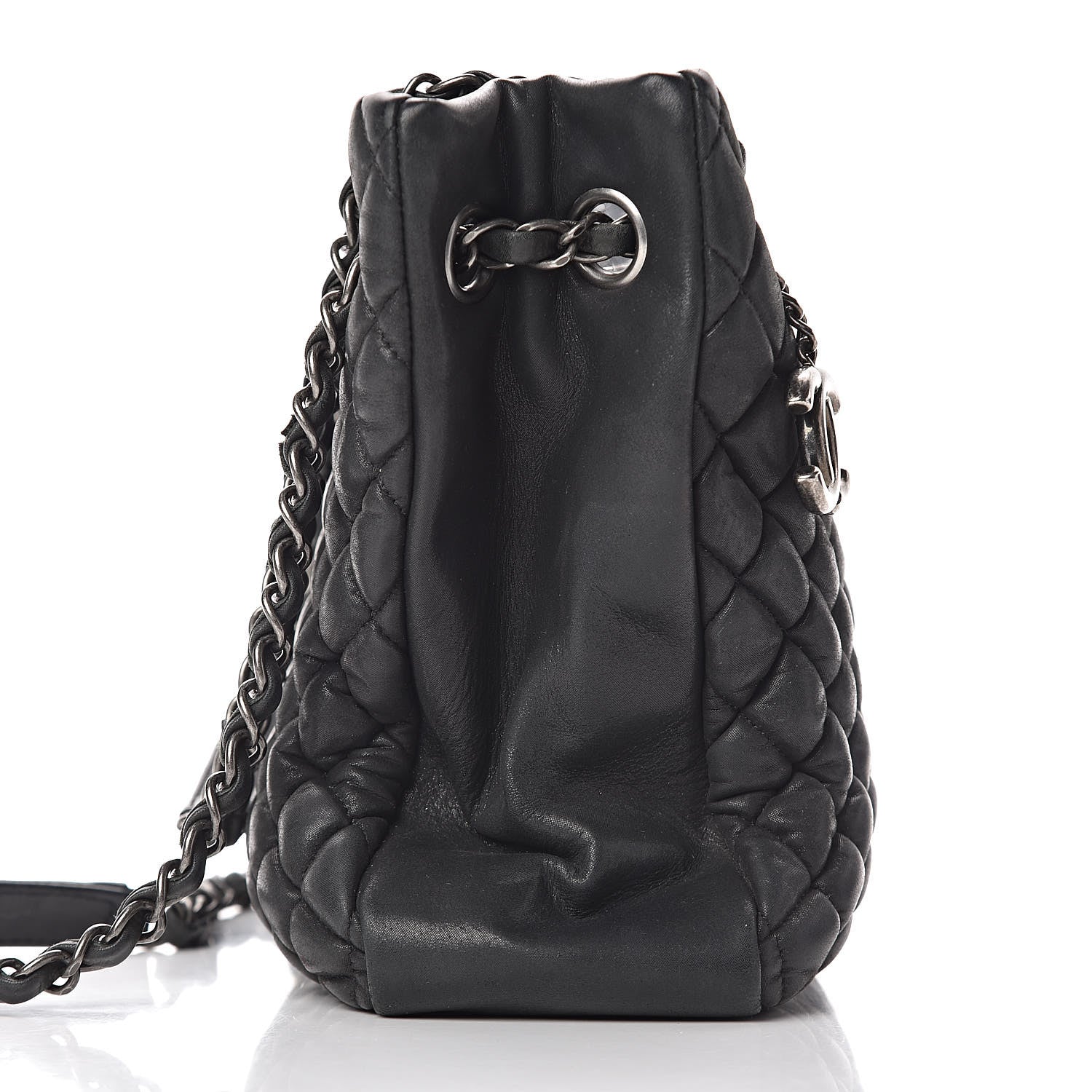 Chanel Iridescent Calfskin Small New Bubble Quilt Tote Dark Grey 12 of 12