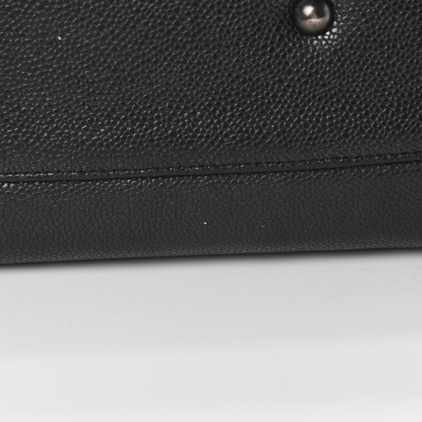 Metallic Grained Calfskin Medium Woven Chain Shopping Tote Black